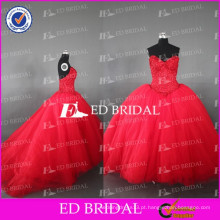 ED Bridal Real Sample Sweetheart Beaded Bodice Vestido de Baile Vestidos vermelhos Tulle Quinceanera